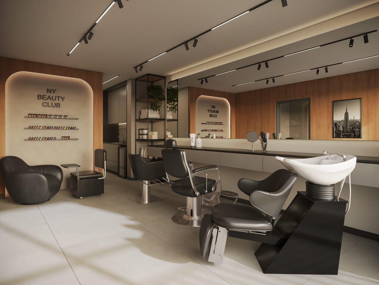 Espaço beauty e barber club do Q Studios